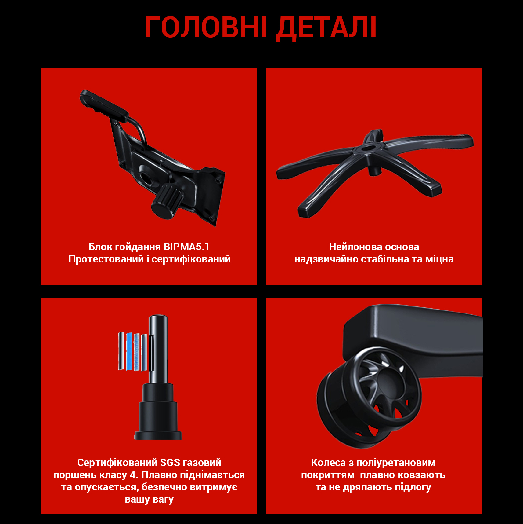 Крісло геймерське Anda Seat Luna Color L Red (871380168) kupistul